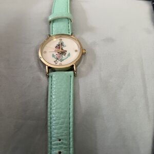 Mint Green Women's Watch with Gold Accents - Nautical And Floral Designs